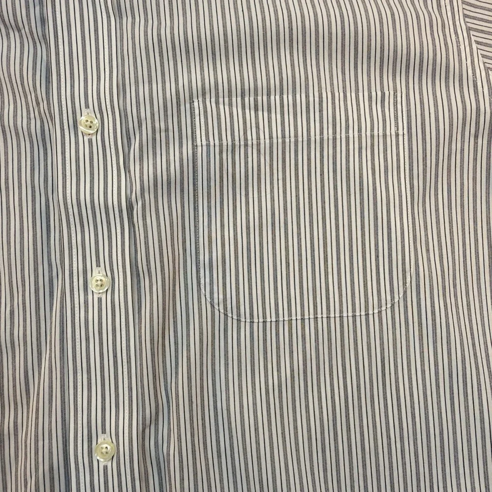 Brooks Brothers Dress Shirt Men 16/-33 Slim Fit Gray Stripes Cotton Non-Iron EUC